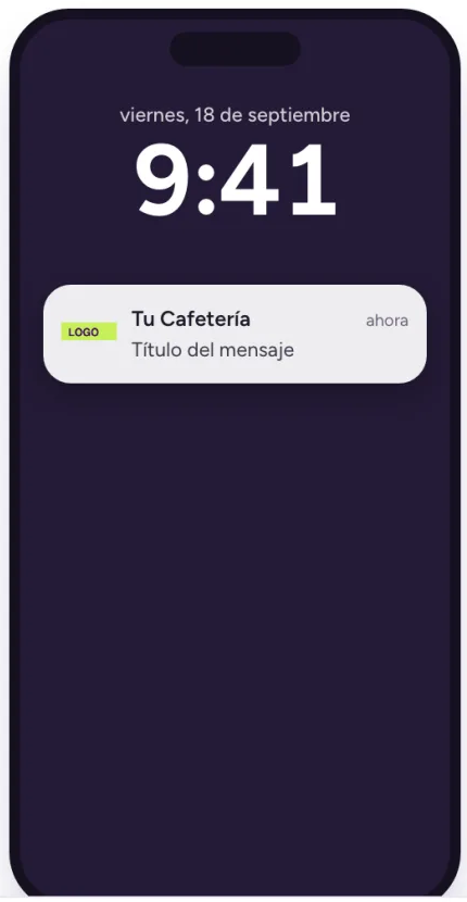 Notificación push de Fidelizaa en la pantalla de bloqueo de un iPhone